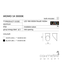 Точечный светильник Azzardo Momo 14 LED 3000K 18W AZ2283 черный