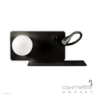 Прикроватный настенный светильник с полочкой и USB-выходом Ideal Lux Book-2 AP 174846 модерн, черный матовый