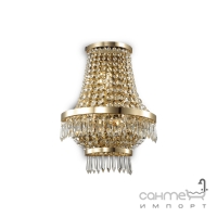 Світильник настінний Ideal Lux Caesar 137704 класичний, золотий, кришталеві підвіски