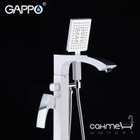 Смеситель для ванны напольный с душевым гарнитуром Gappo Jacob G3007-8 31863 белый, хром
