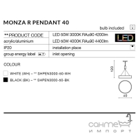 Світильник підвісний Azzardo Monza Round 40 pendant 3000K AZ2276 білий