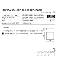 Светильник потолочный Azzardo Monza Square 40 3000K AZ2275 черный