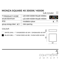 Светильник потолочный Azzardo Monza Square 40 4000K AZ2274 черный