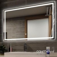Смарт-зеркало с LED-подсветкой, часами и Bluetooth Dusel DE-M0061S1 Silver 60х80 рамка серебро