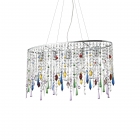 Люстра подвесная Ideal Lux Rain 105277 арт-деко, хром, хрустальные подвески, цветной