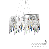 Люстра подвесная Ideal Lux Rain 105277 арт-деко, хром, хрустальные подвески, цветной