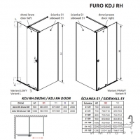 Двері для душової кабіни Radaway Furo Black RH KDJ 90 L 10104442-54-01LU чорний/прозоре скло, лівостороння