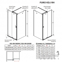 Двері для душової кабіни Radaway Furo Black RH KDJ 100 L 10104492-54-01LU чорний/прозоре скло, лівостороння