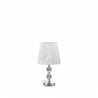 Настільна лампа Ideal Lux Le Roy 073439 класика, текстиль, хром, прозорий, білий з вишивкою