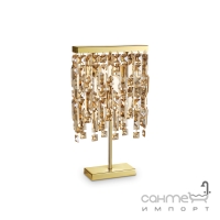 Настільна лампа Ideal Lux Elisir 200101 арт-деко, янтарний, золотий, кришталеві підвіски