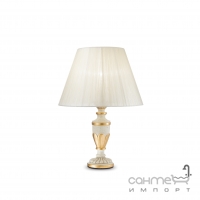 Настільна лампа Ideal Lux Firenze 012889 вінтаж, тканина, суміш смол, білий, золотистий