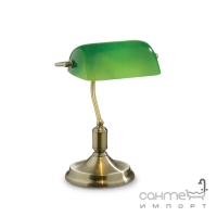 Настольная лампа Ideal Lux Lawyer 045030 ретро, античная латунь, стекло, металл