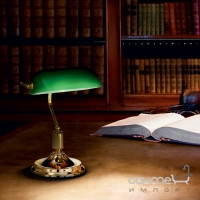 Настільна лампа Ideal Lux Lawyer 013657 ретро, латунь, скло, метал, зелений