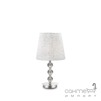 Настільна лампа Ideal Lux Le Roy 073422 класика, текстиль, хром, прозорий, білий з вишивкою