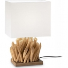 Настольная лампа Ideal Lux Snell 201382 белый, неокрашенное дерево, текстиль