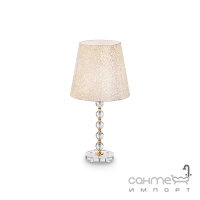 Настольная лампа Ideal Lux Queen 077758 винтаж, золотистый, белый, прозрачный, текстиль, хрусталь