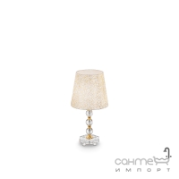 Настольная лампа Ideal Lux Queen 077741 винтаж, золотистый, белый, прозрачный, текстиль, хрусталь