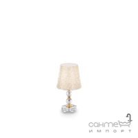 Настільна лампа Ideal Lux Queen 077734 урожай, золотистий, білий, прозорий, текстиль, кришталь
