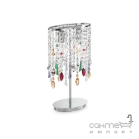 Настольная лампа Ideal Lux Rain 105284 арт-деко, разноцветный, хрустальные подвески, хром