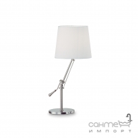 Настільна лампа на гнучкій ніжці Ideal Lux Regol 014616 білий, техно, нікель, текстиль
