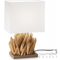 Настільна лампа Ideal Lux Snell 201382 білий, незабарвлене дерево, текстиль