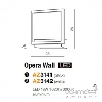 Настінний світильник Azzardo Opera wall LED 18W 3000K AZ3142 білий