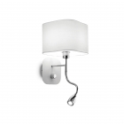 Настенный светильник прикроватный с лампой для чтения Ideal Lux Holiday 124162 современный, белый, ткань, хром