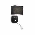 Настенный светильник прикроватный с лампой для чтения Ideal Lux Holiday 124179 современный, черный, ткань, хром