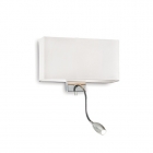 Настінний світильник ліжко з лампою для читання Ideal Lux Hotel 035949 сучасний, білий, тканина, сріблястий, скло