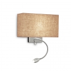 Настенный светильник прикроватный с лампой для чтения Ideal Lux Hotel 103204 современный, натуральный, хром, холст