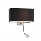 Настенный светильник прикроватный с лампой для чтения Ideal Lux Hotel 035956 современный, черный, ткань, серебристый, стекло