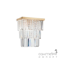 Настінний світильник Ideal Lux Martinez 213545 арт-деко, прозорі кристали, золото, кришталеві підвіски