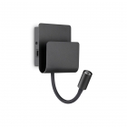 Настінний світильник приліжковий з лампою для читання та USB виходом Ideal Lux Probe 237930 хай-тек, чорний, алюміній
