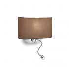 Настенный светильник прикроватный Ideal Lux Sheraton 074917 винтаж, коричневый, хром, текстиль