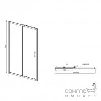 Душевая дверь в нишу с прямоугольным поддоном Q-tap Taurus CRM201-11.C6+301815 хром/прозрачное стекло