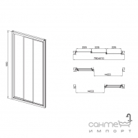 Душевая дверь в нишу Q-tap Unifold CRM208.C4 профиль хром/прозрачное стекло