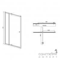 Душевая дверь в нишу с прямоугольным поддоном Q-tap Pisces WHI208-9.CP5 профиль белый/стекло интимато