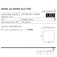Светильник потолочный Azzardo Panel LED 40W 3000K AZ1272 белый, алюминий