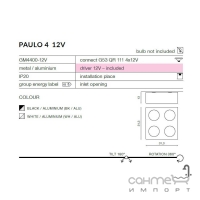 Точечный светильник накладной Azzardo Paulo 4 12V AZ1264 черный, алюминий