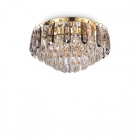Люстра потолочная Ideal Lux Magnolia 241296 модерн, прозрачные призмы, золотистый, хрусталь, металл