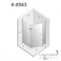Пентагональна асиметрична душова кабіна New Trendy New Azura K-0563 хром/прозоре скло, правостороння