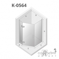 Пентагональна асиметрична душова кабіна New Trendy New Azura K-0564 хром/прозоре скло, лівостороння