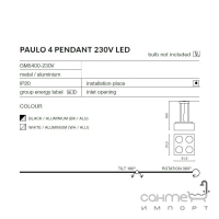 Светильник подвесной Azzardo Paulo 4 230V pendant AZ2889 черный