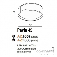 Світильник стельовий Azzardo Pavia 43 LED 25W 3000K AZ2632 чорний