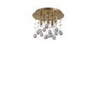 Люстра стельова Ideal Lux Moonlight 094663 арт-деко, прозорі підвіски, золото, метал