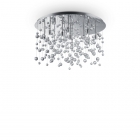 Люстра стельова Ideal Lux Neve 022239 арт-деко, прозорі підвіски, хром, метал
