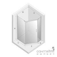Пентагональна асиметрична душова кабіна New Trendy New Komfort K-0528 хром/прозоре скло
