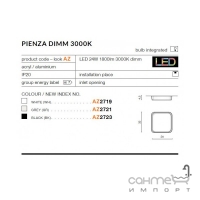 Светильник потолочный Azzardo Pienza LED 24W 3000K AZ2721 серый, белый акрил