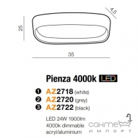 Светильник потолочный Azzardo Pienza LED 24W 4000K AZ2720 серый, белый акрил