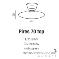 Люстра припотолочная Azzardo Pires 70 top AZ0282 хром, белое стекло